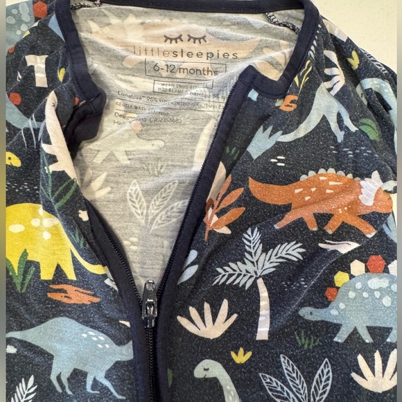 VGUC Little Sleepies Navy Dinosaur zippy - size 6-12 months - Picture 2 of 2